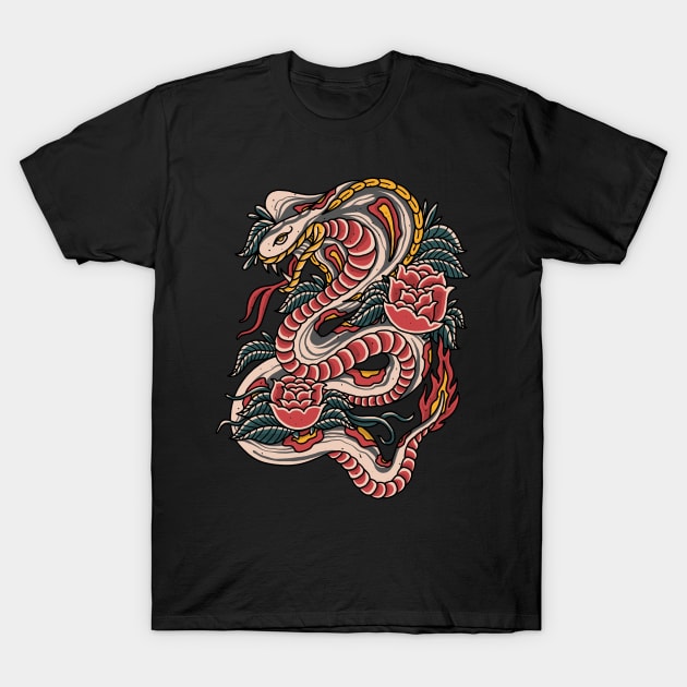 Snake and Rose T-Shirt by semartigagelas